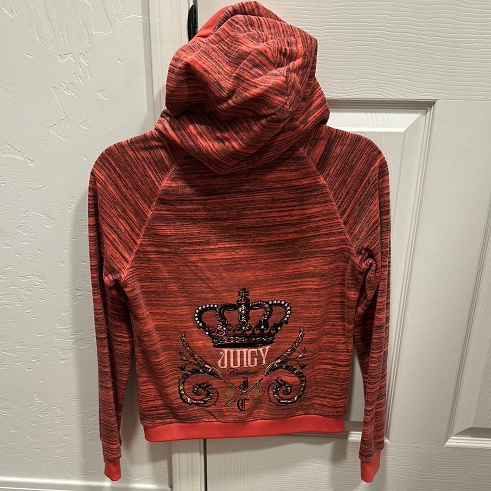 Juicy Couture Striped Red Hoodie with Embellished Crown